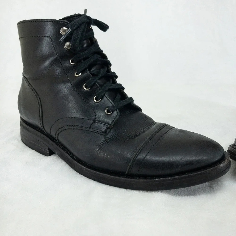 Thursday Boot Company Captain Boots Mens 9.5 Black Leather Cap Toe Hand Made
